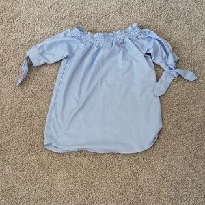 J for Justify Blue Striped Off-Shoulder Top